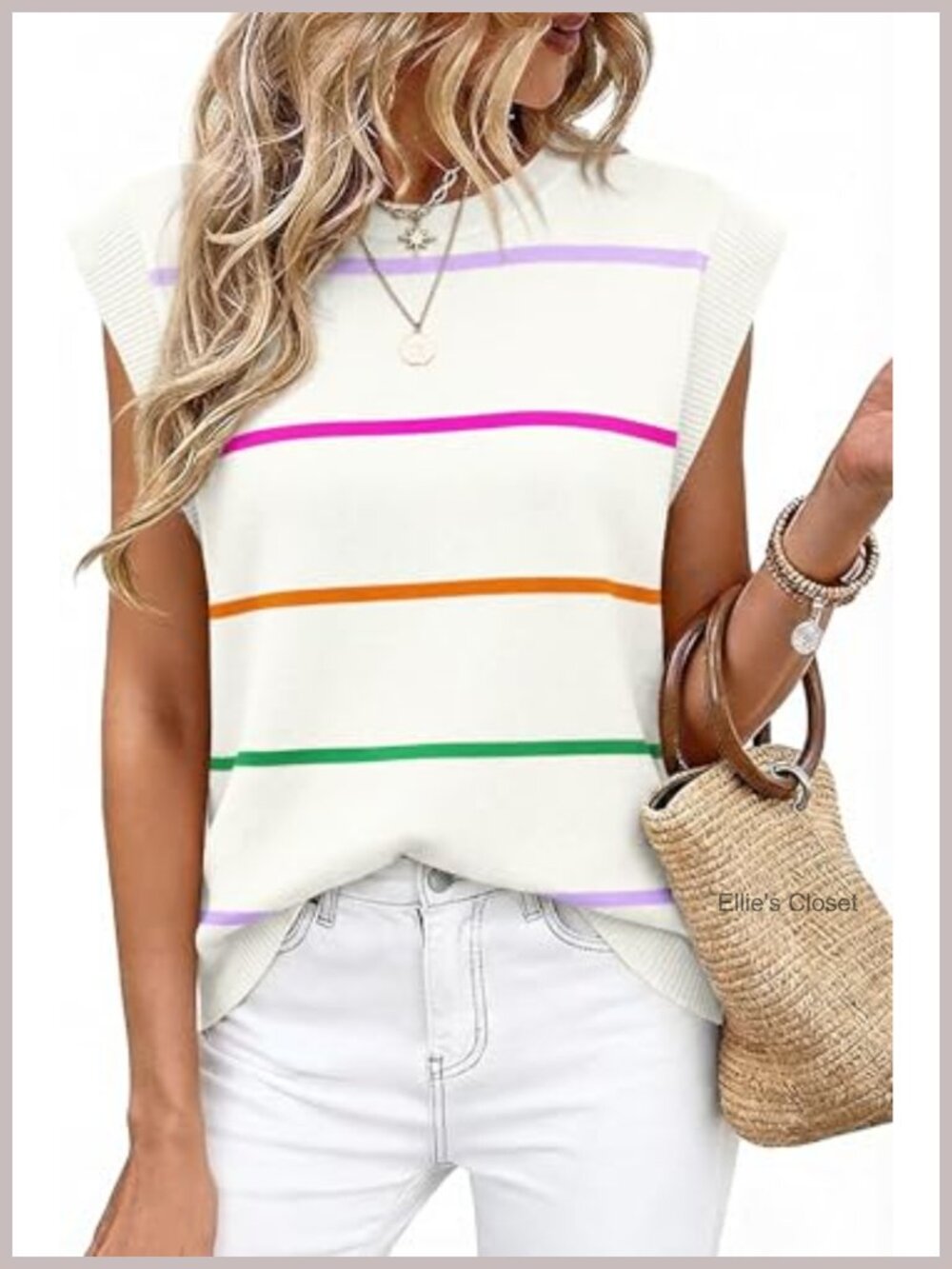 Women's Sleeveless Knit Tank Top Crew Neck Ribbed Cap Sleeve Summer Casual